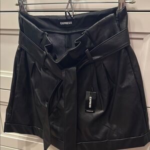 Express Black High Waist Faux Leather Shorts
